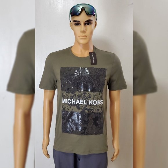 Michael Kors Other - NWT MICHAEL KORS SHORT SLEEVE TSHIRT MEN'S SQUARE SZ L CAMO 3D LOGO PRINT GREEN